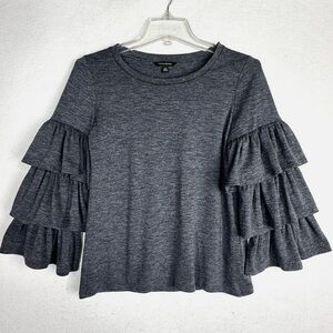 Banana Republic Gray Ruffle Sleeve Boho Top